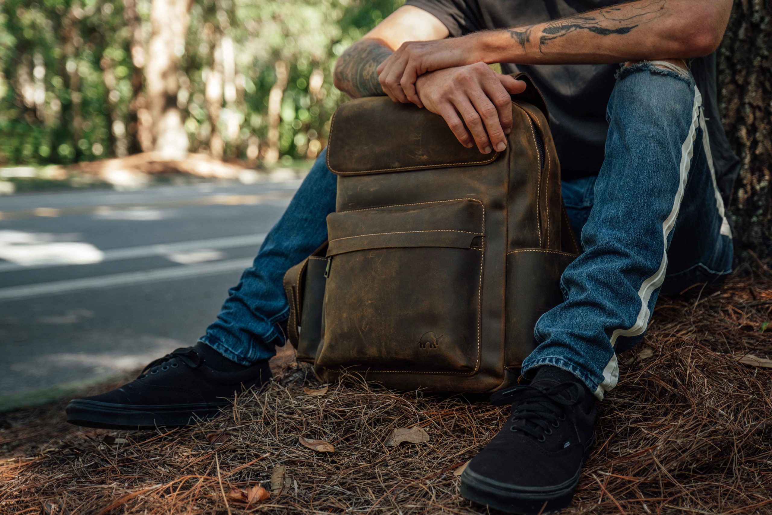 The Bullstrap Leather Rugged Backpack is top notch quality and perfect for dads who want to lug around their stuff in style. Image courtesy of Bullstrap
