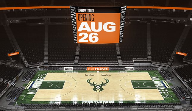 MILWAUKEE, WI - JULY 16: These are views of the new court from various locations in the Wisconsin Entertainment and Sports Center Arena on July 17, 2018 in Milwaukee, Wisconsin. NOTE TO USER: User expressly acknowledges and agrees that, by downloading and or using this Photograph, user is consenting to the terms and conditions of the Getty Images License Agreement. Mandatory Copyright Notice: Copyright 2018 NBAE (Photo by Gary Dineen/NBAE via Getty Images)