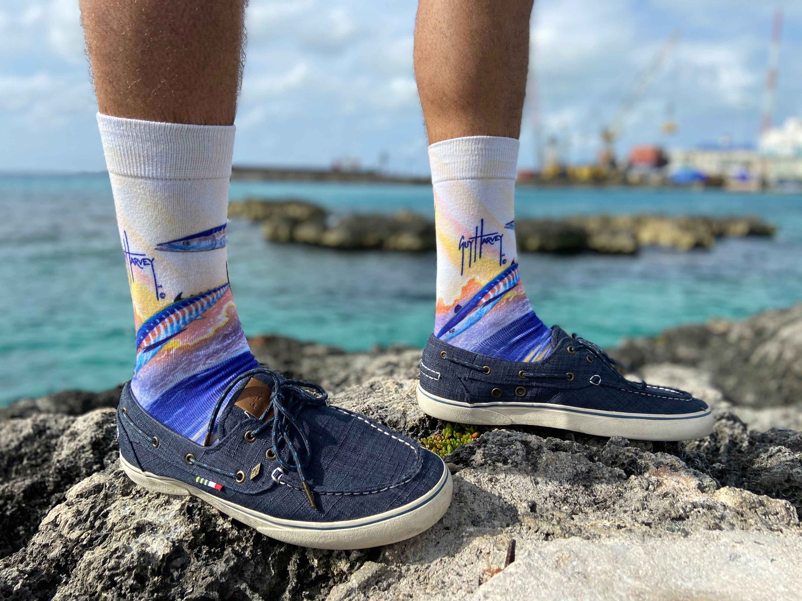Dad can up his sock game this summer with marine-inspired designs from Guy Harvey. Photo courtesy of Guy Harvey