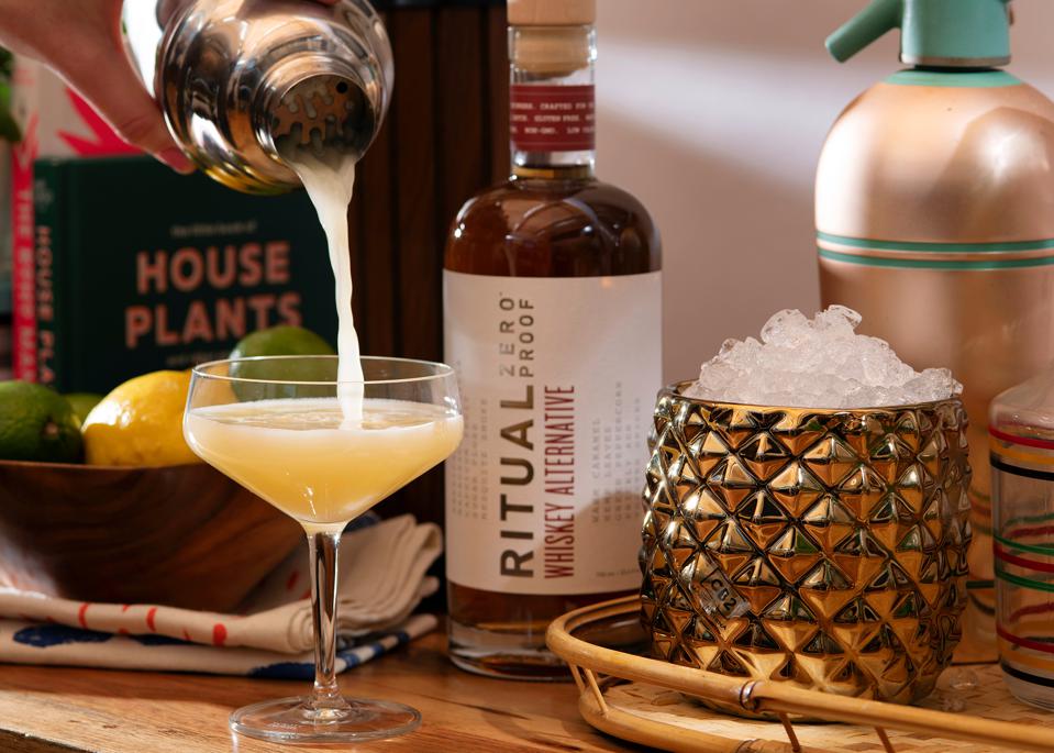 Ritual Zero Proof’s Whiskey alternative aims to be a one-to-one substitute for liquor and was designed with cocktails in mind. Photo courtesy of Ritual’s Zero Proof 