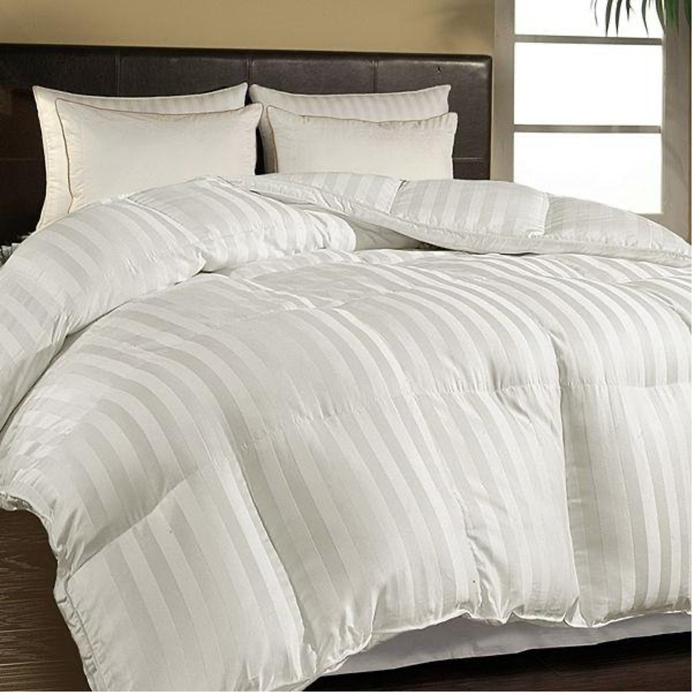 The Down Cotton All Year Warm 700 Fill Power Striped Comforter uses premier Egyptian Giza cotton grown by local farmers. Photo courtesy of Down Cotton
