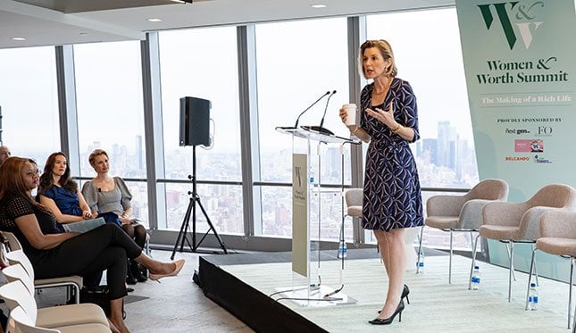 Sallie Krawcheck speaks at the 2019 Women & Worth summit in New York|