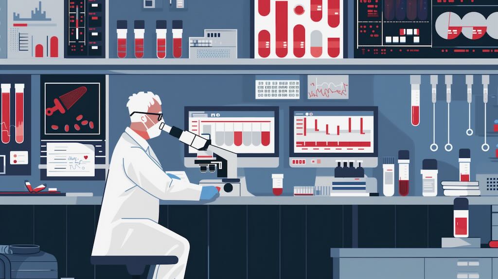 Midjourney illustration of a scientist in a lab.